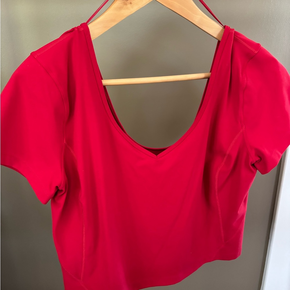 Lululemon Align Cropped Tee, size 12, dark red